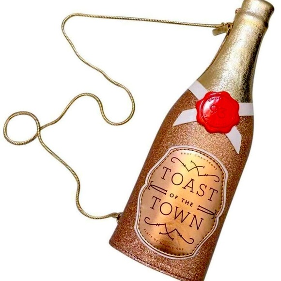 kate spade Handbags - RARE NYE Kate Spade Rose Gold Champagne Bottle Purse Toast Of The Town EYE CATCH